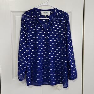 Alice Blue For stitch Fix Womens Lucio Henley Blue & Silver Metallic Roll Tab MP